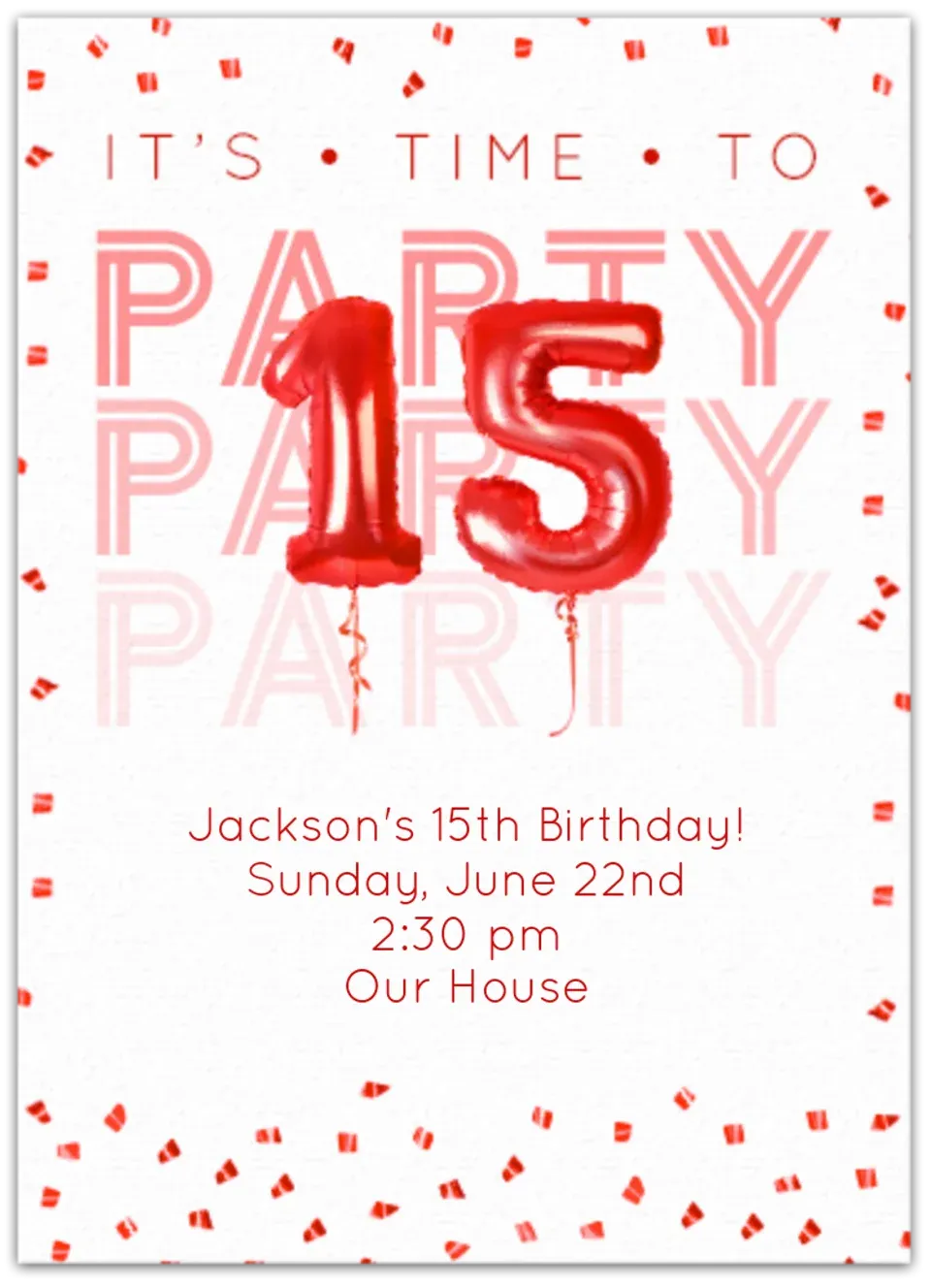 15th Birthday Balloons card