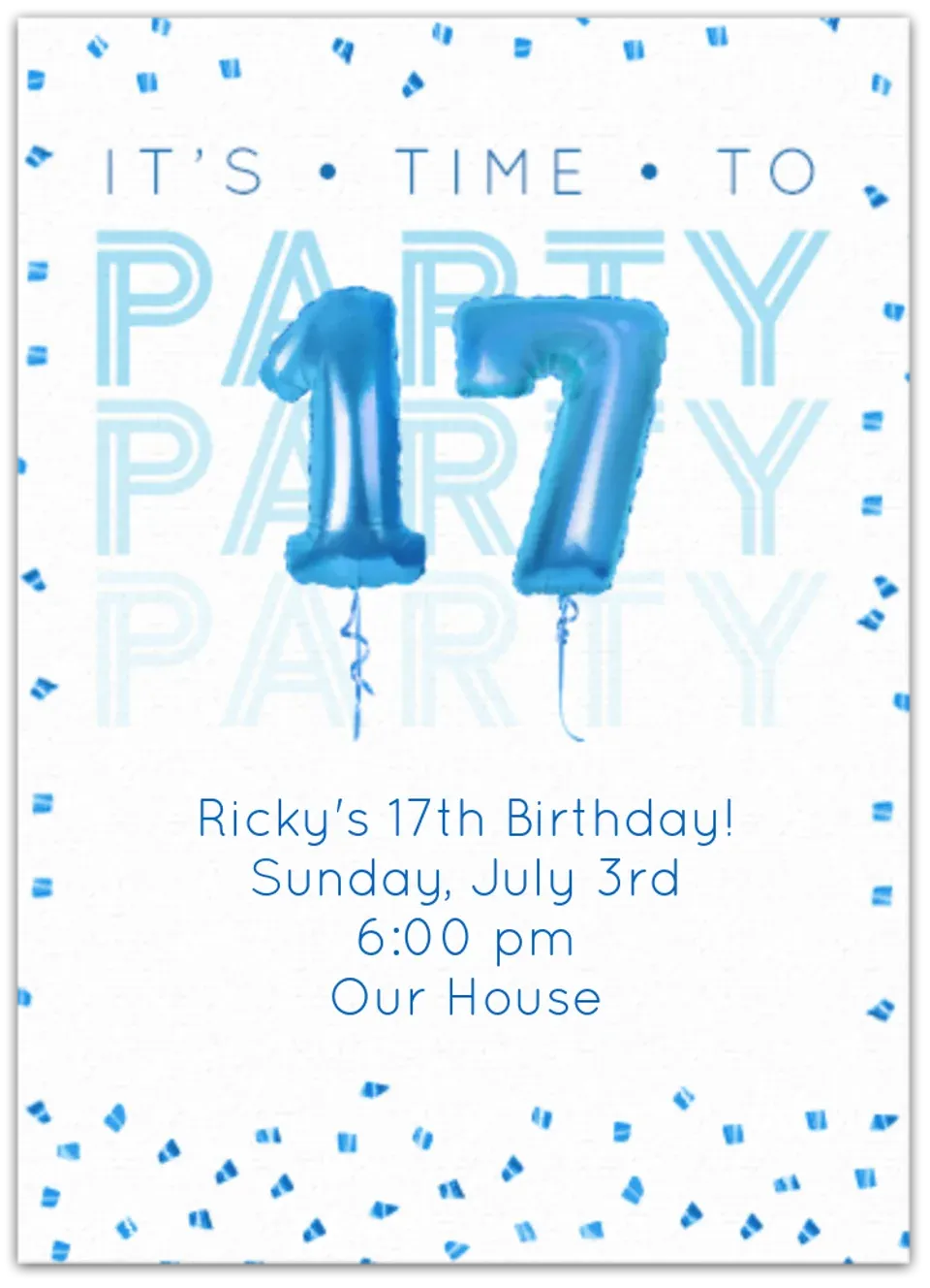 17th Birthday Balloons card