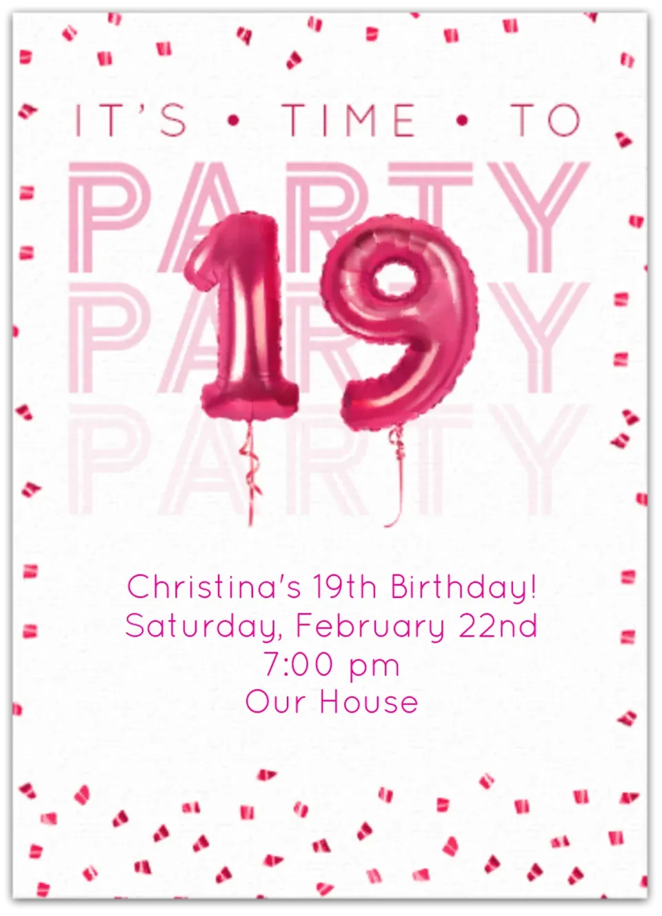 19th Birthday Balloons card