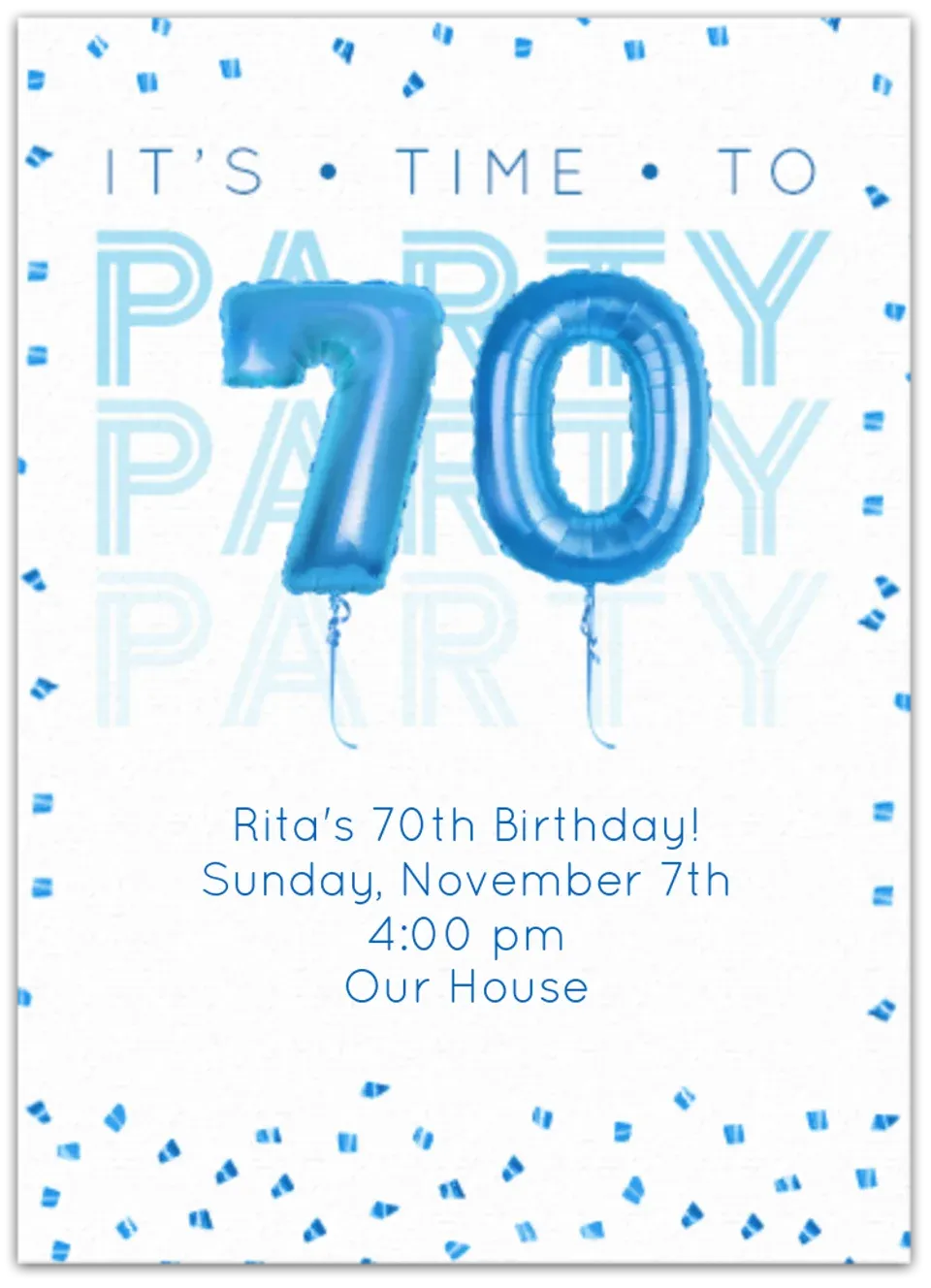 70th Birthday Balloons card