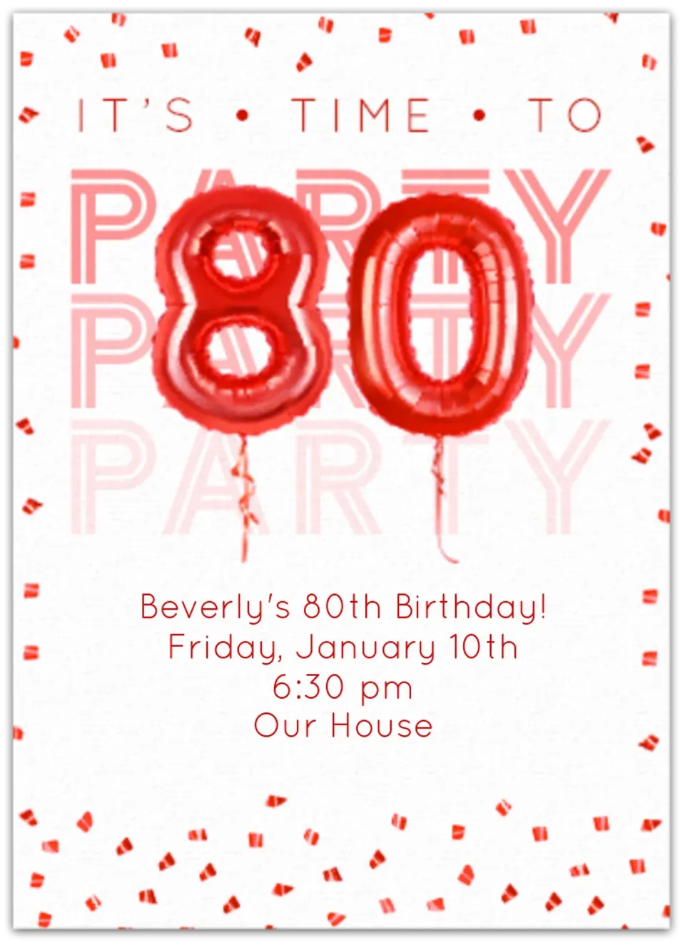 80th Birthday Balloons card