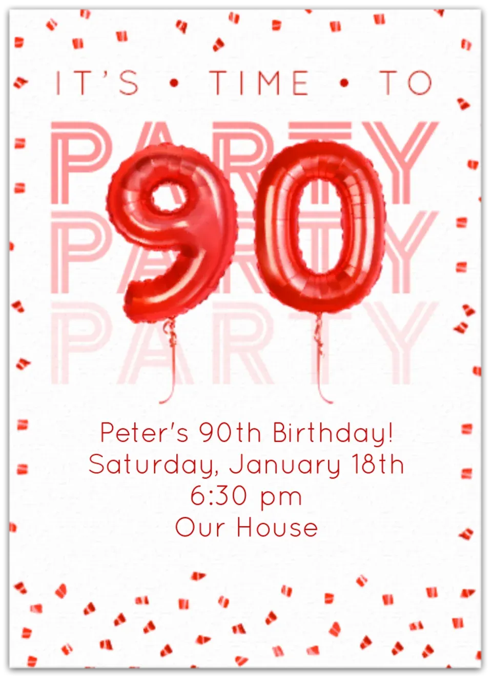 90th Birthday Balloons card