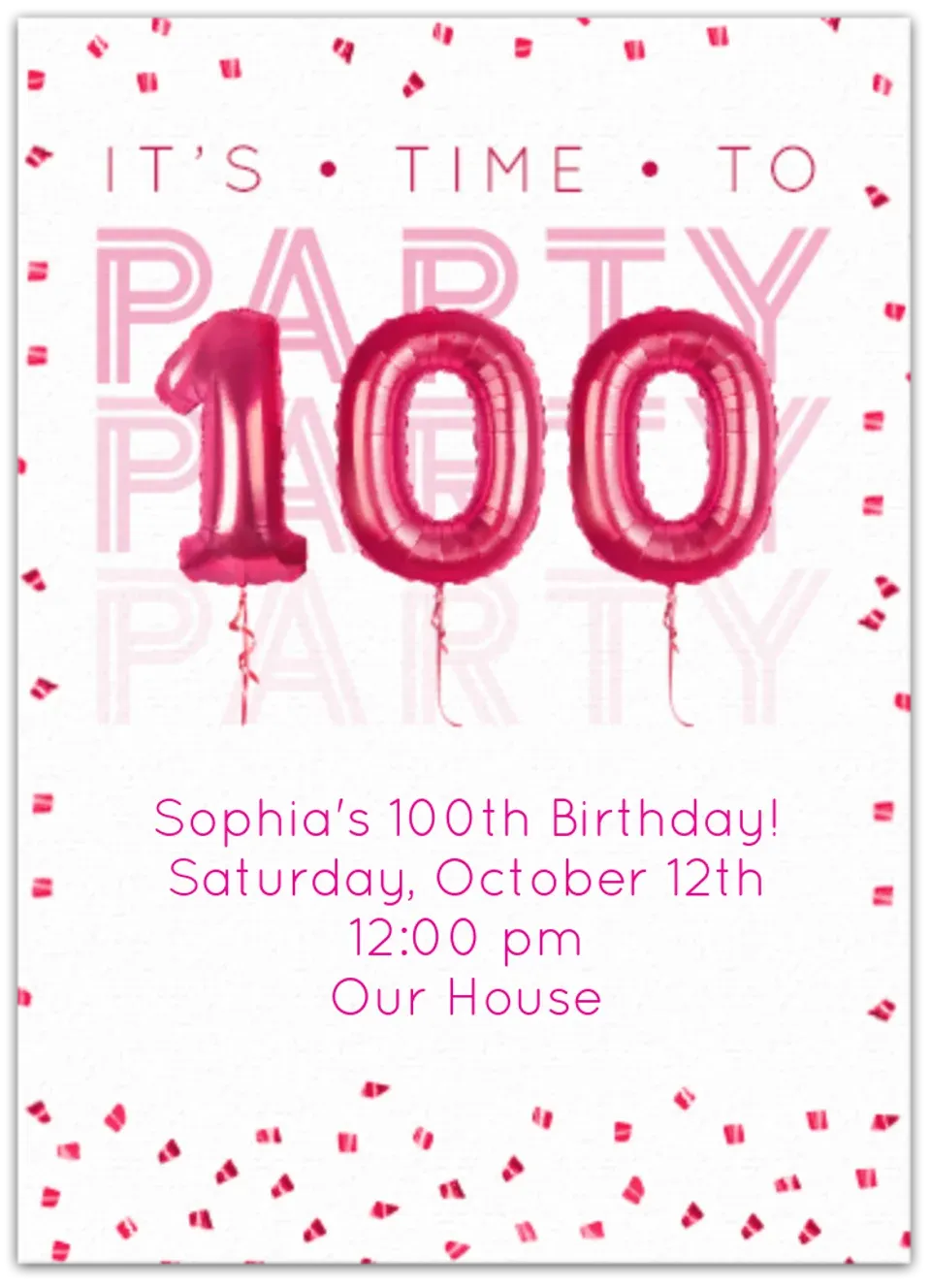 100th BIrthday Balloons card