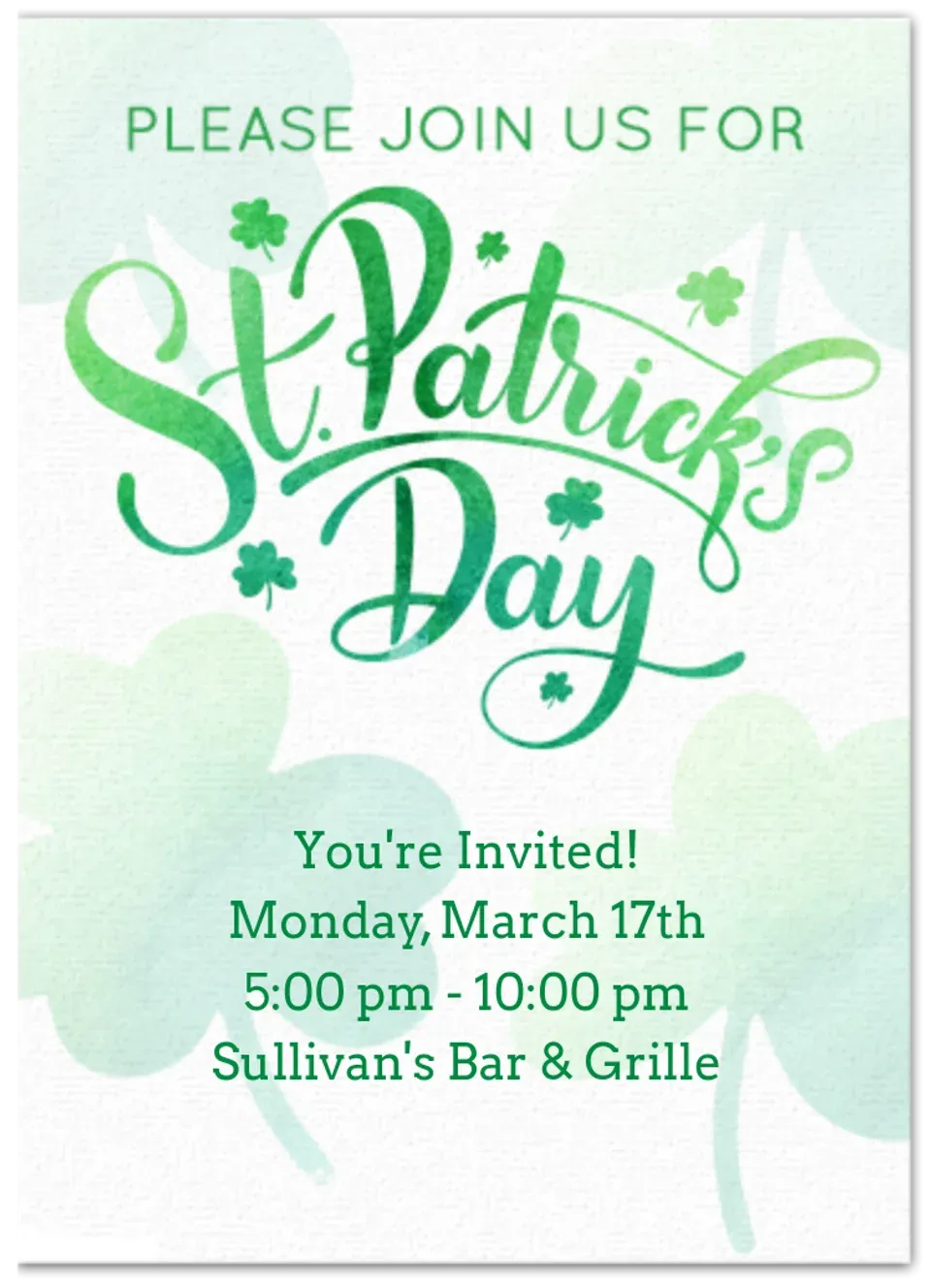 St. Patrick's Day Watercolor card