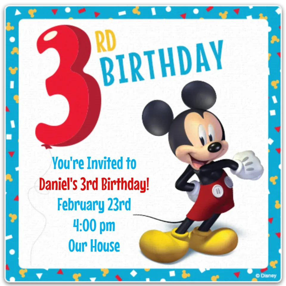 Mickey 3rd Birthday card