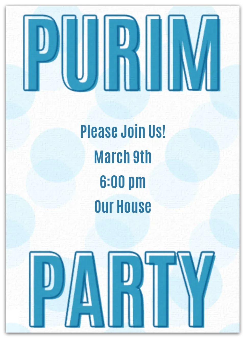 Purim Party card