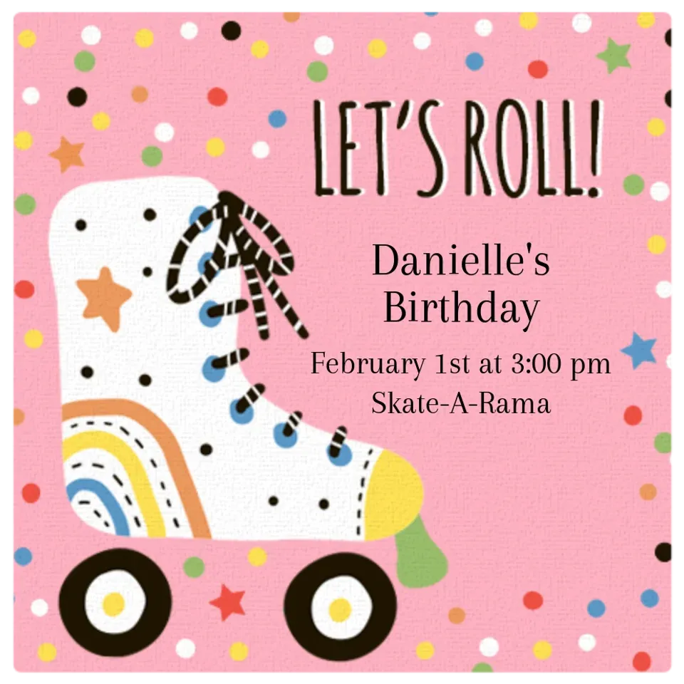 Roller Skating Party card
