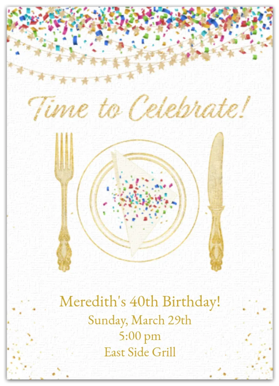 Birthday Dinner card