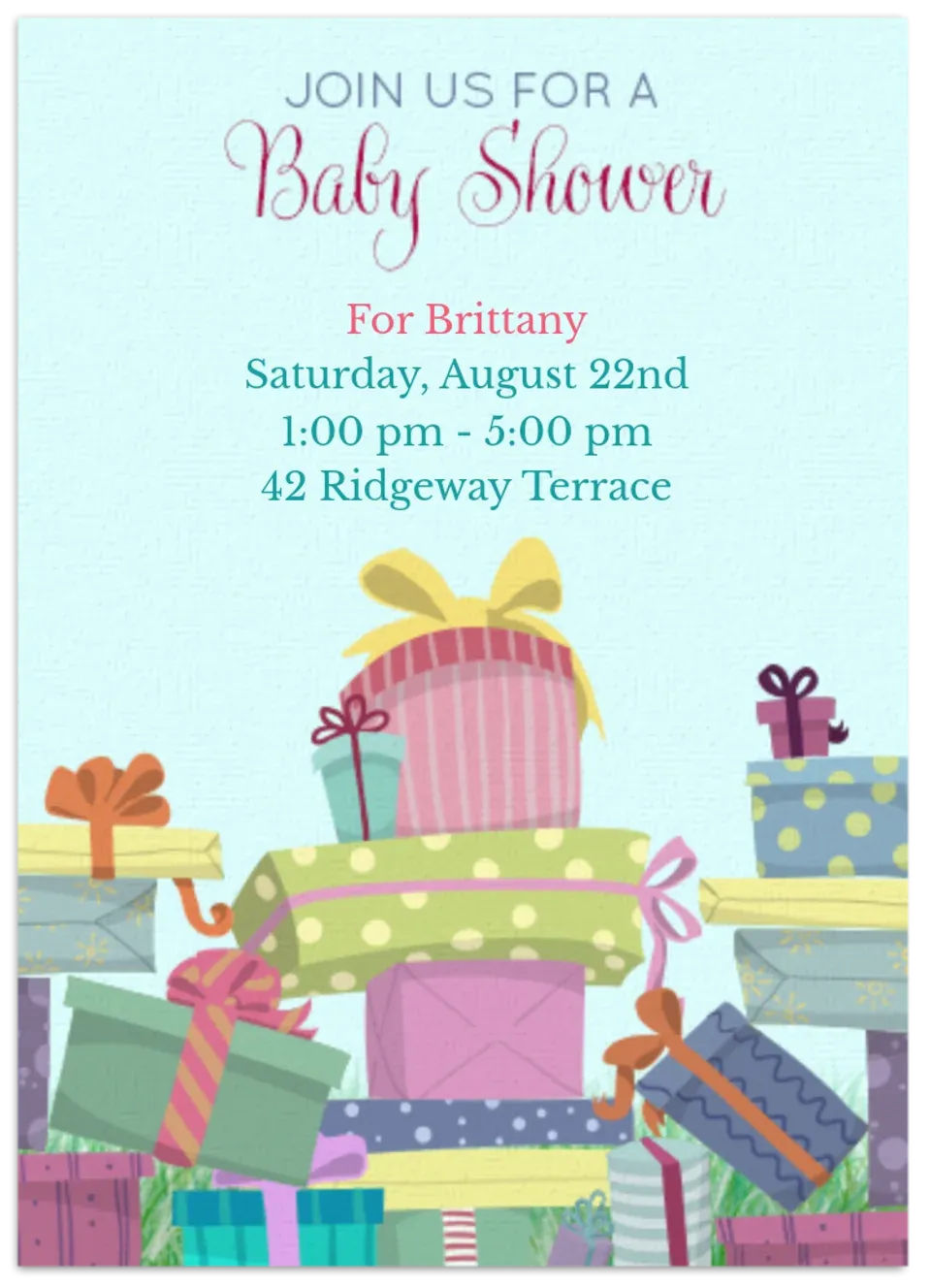 Baby Shower Gifts card