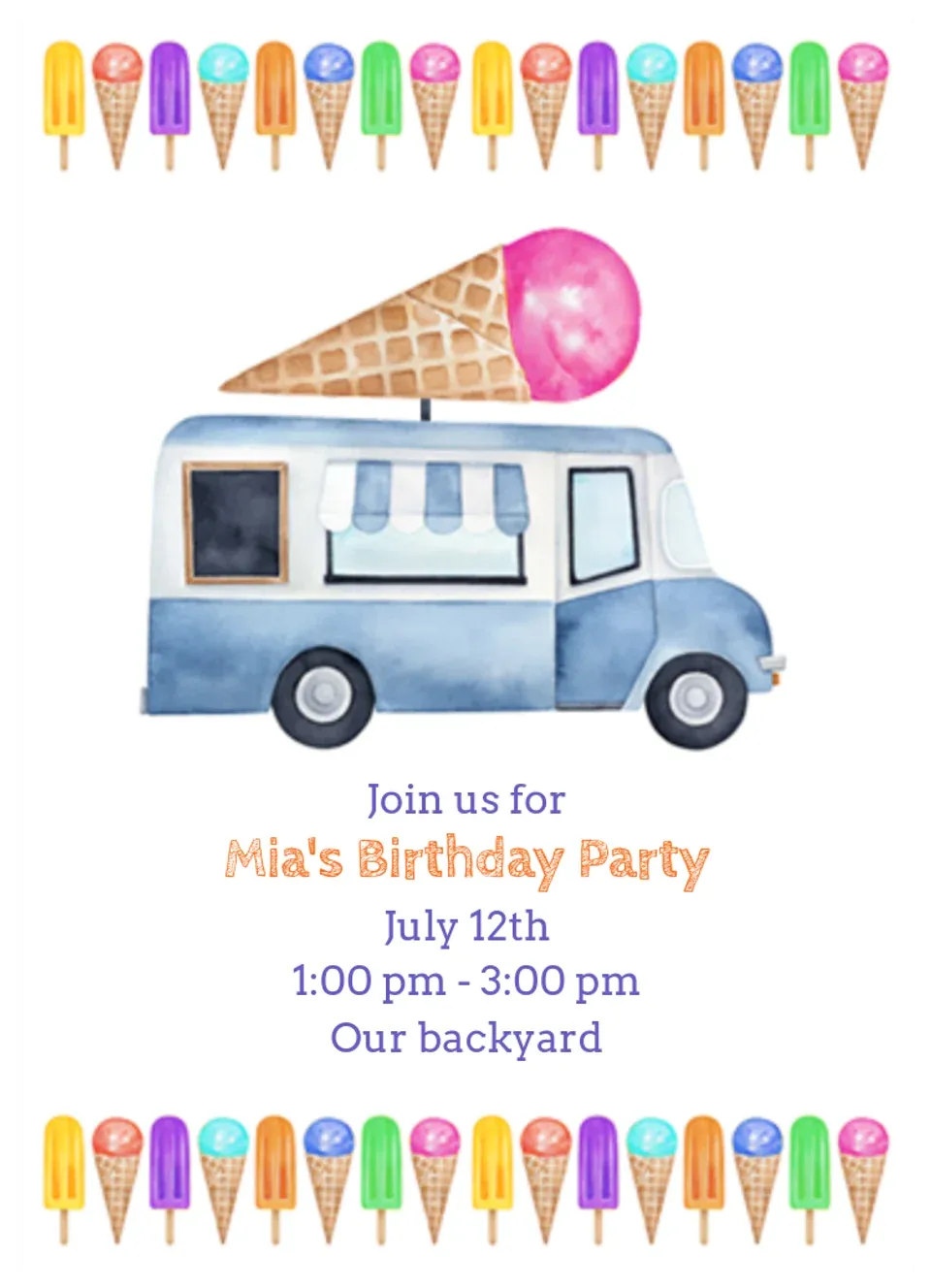 Ice Cream Truck card