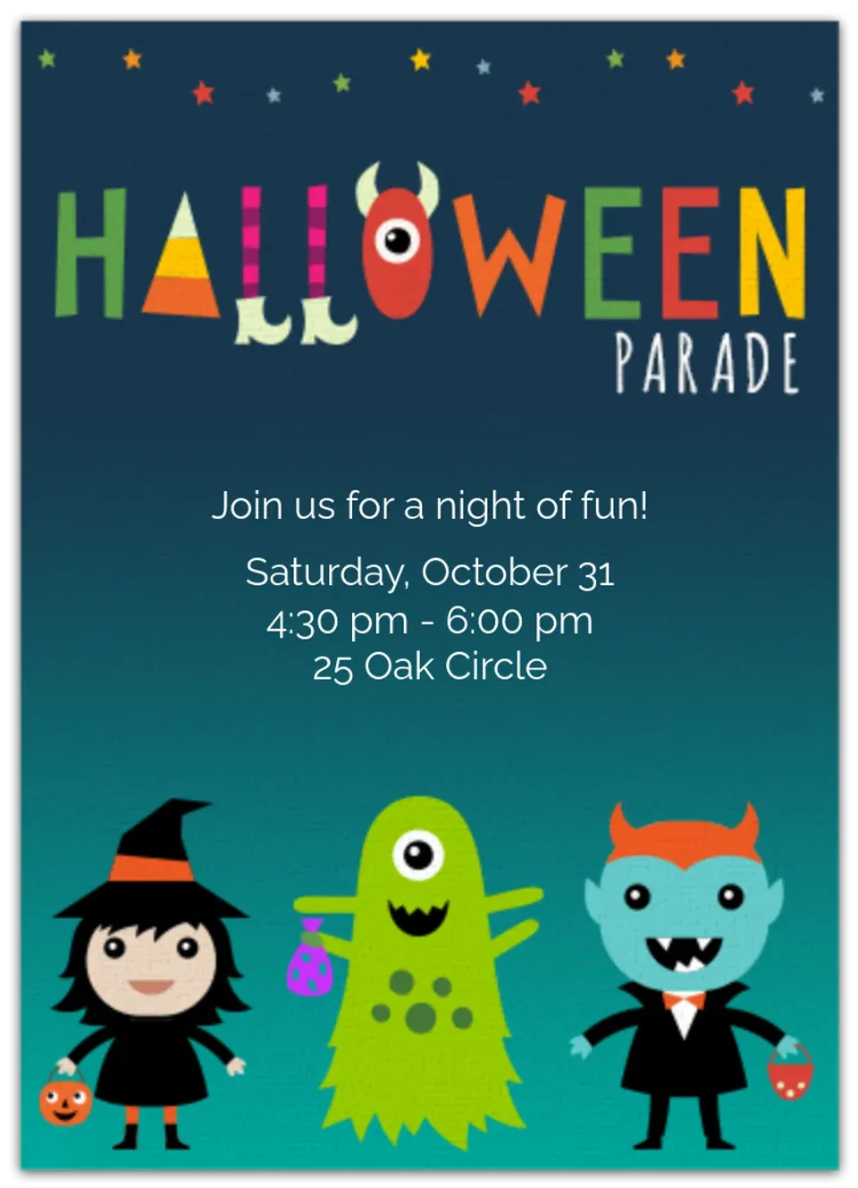 Halloween Parade Monsters card