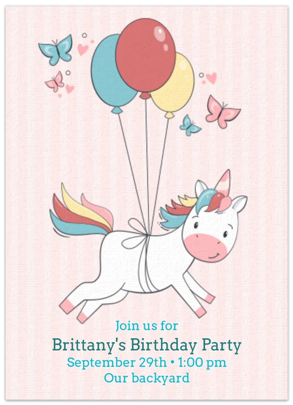 Unicorn Birthday Balloons card