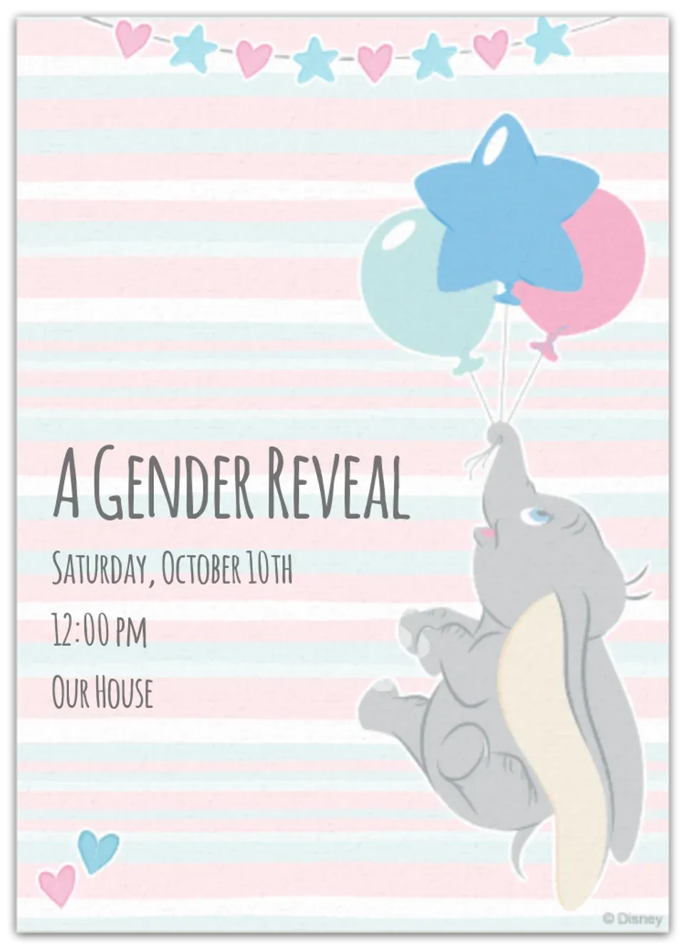 Dumbo Baby Shower card