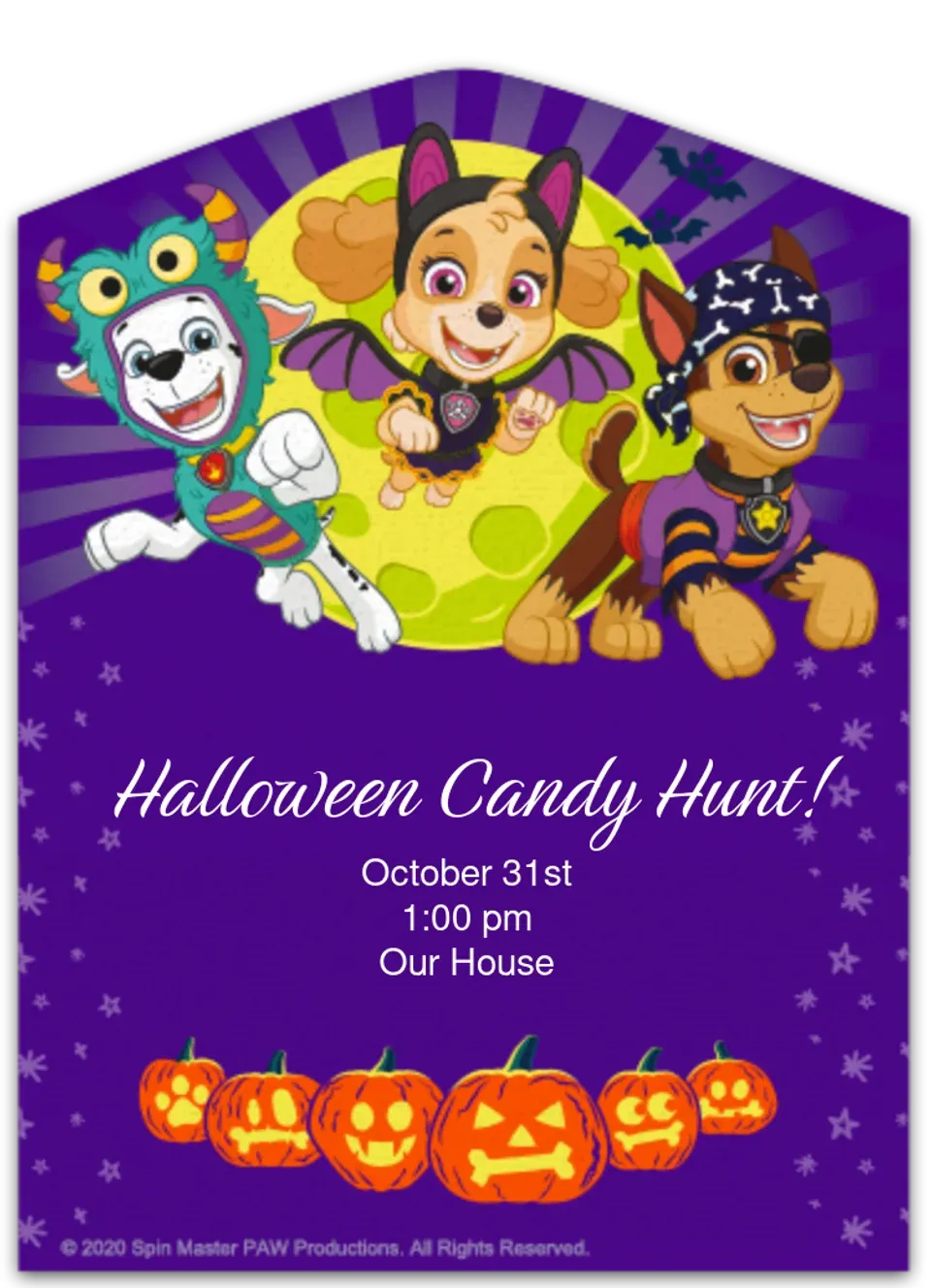 PAW Patrol Halloween card