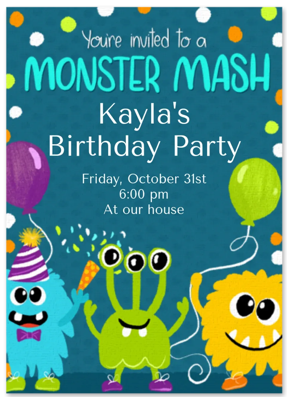 Monster Mash Birthday card