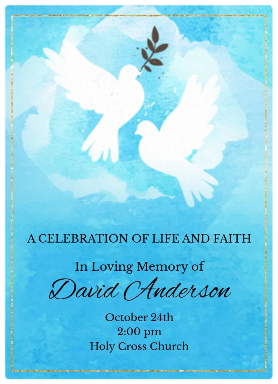 Funeral Dove card
