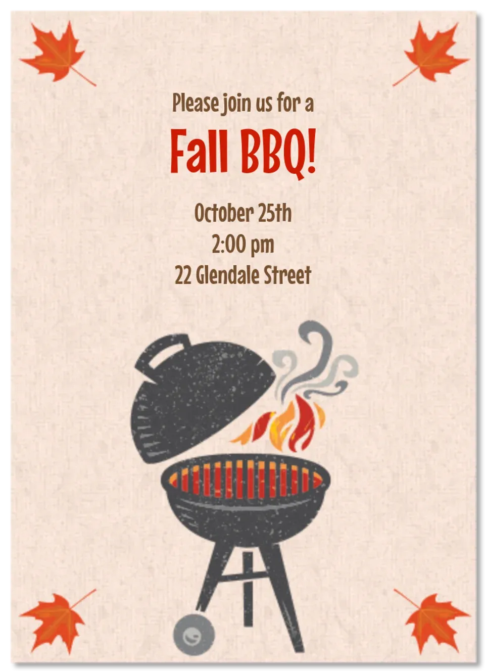 Fall BBQ Grill card