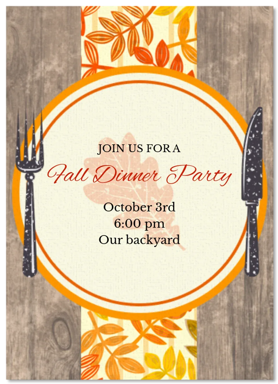 Rustic Fall Dinner Party card