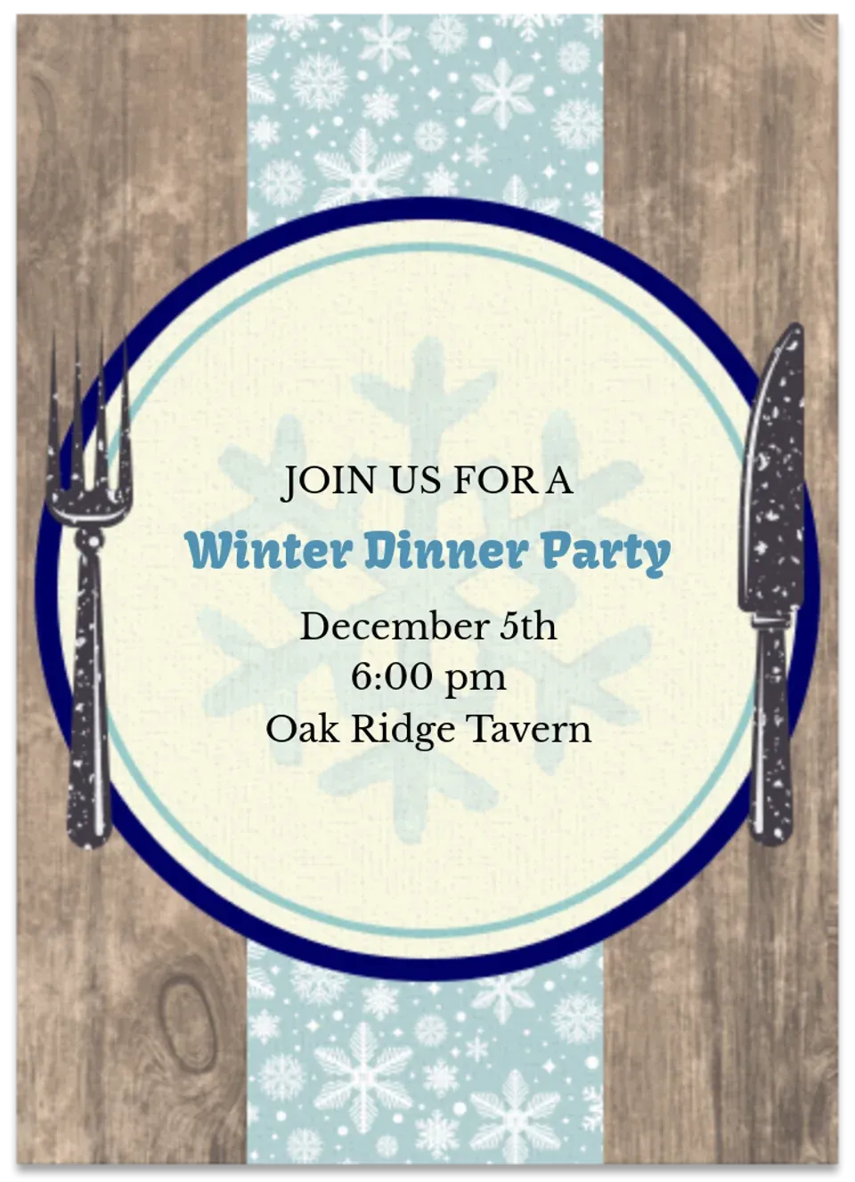 Rustic Winter Dinner Party card