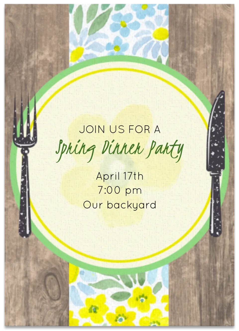 Rustic Spring Dinner Party card