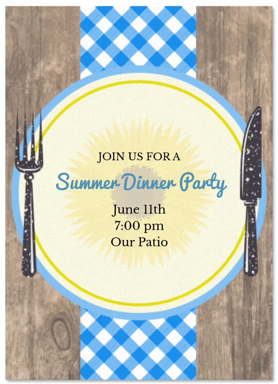Rustic Summer Dinner Party card