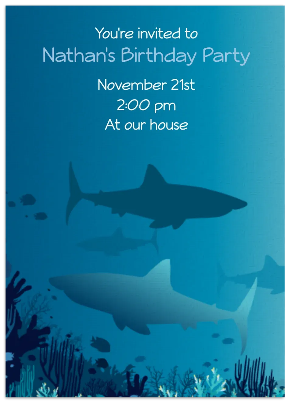 Shark Party card