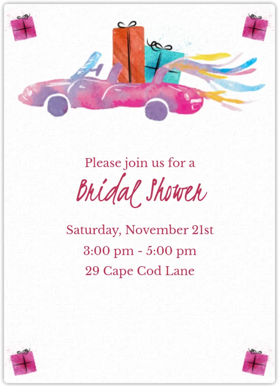 Bridal Shower Gifts card