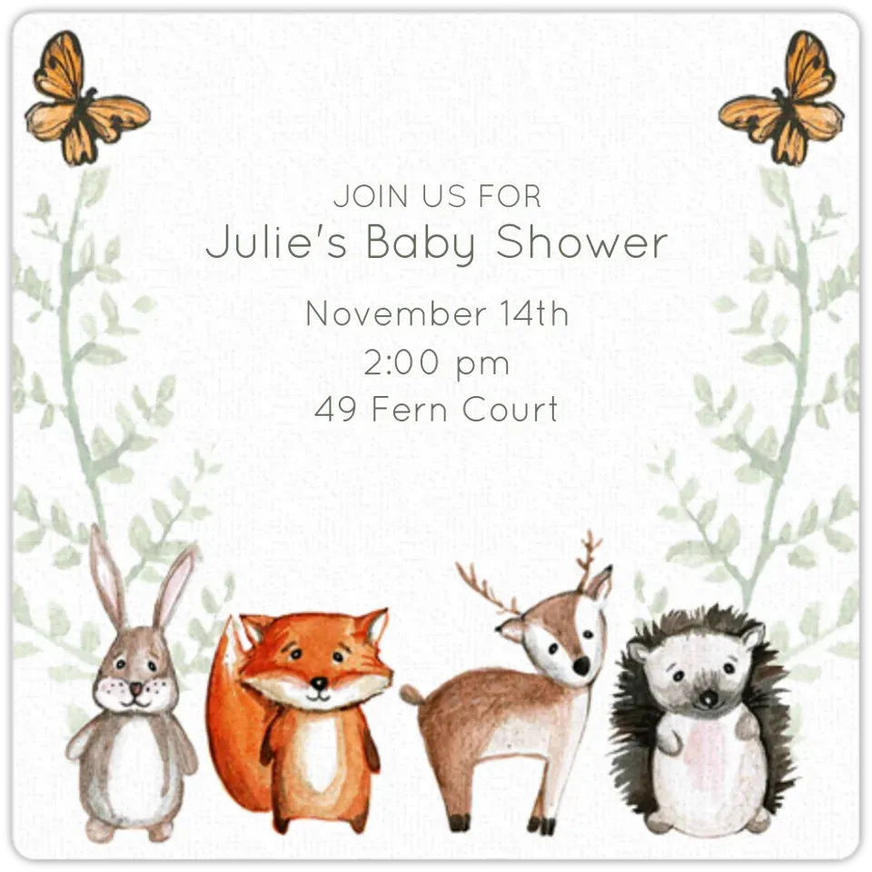 Animal Parade Baby Shower card