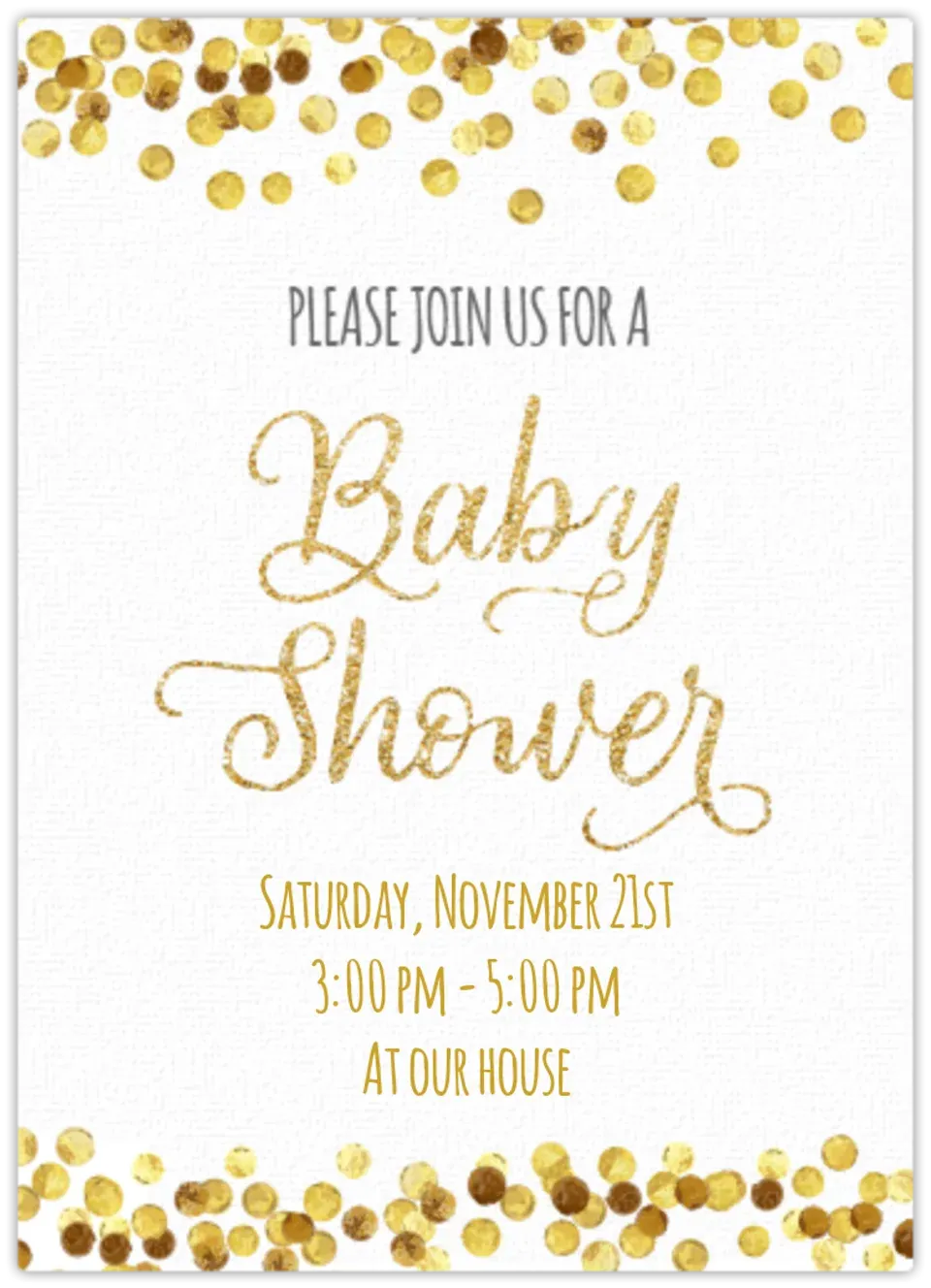Golden Baby Shower card