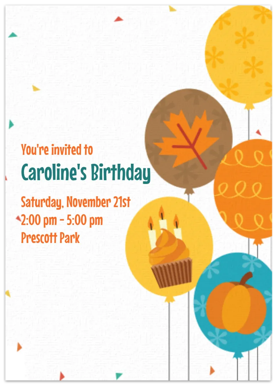 Thanksgiving Birthday Balloons card