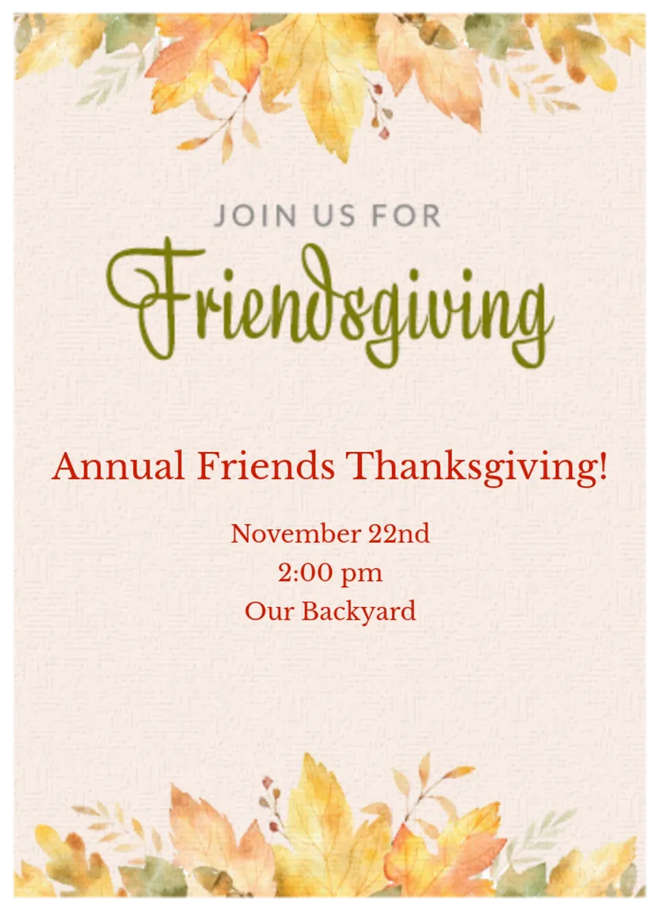Fall Friendsgiving card
