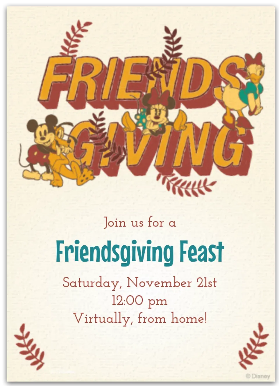 Disney Retro Friendsgiving card