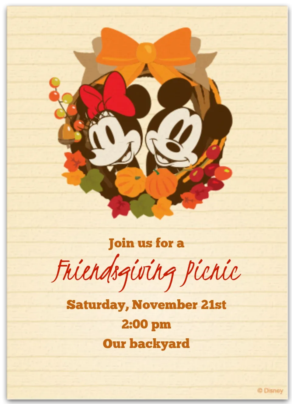 Disney Harvest Friendsgiving card
