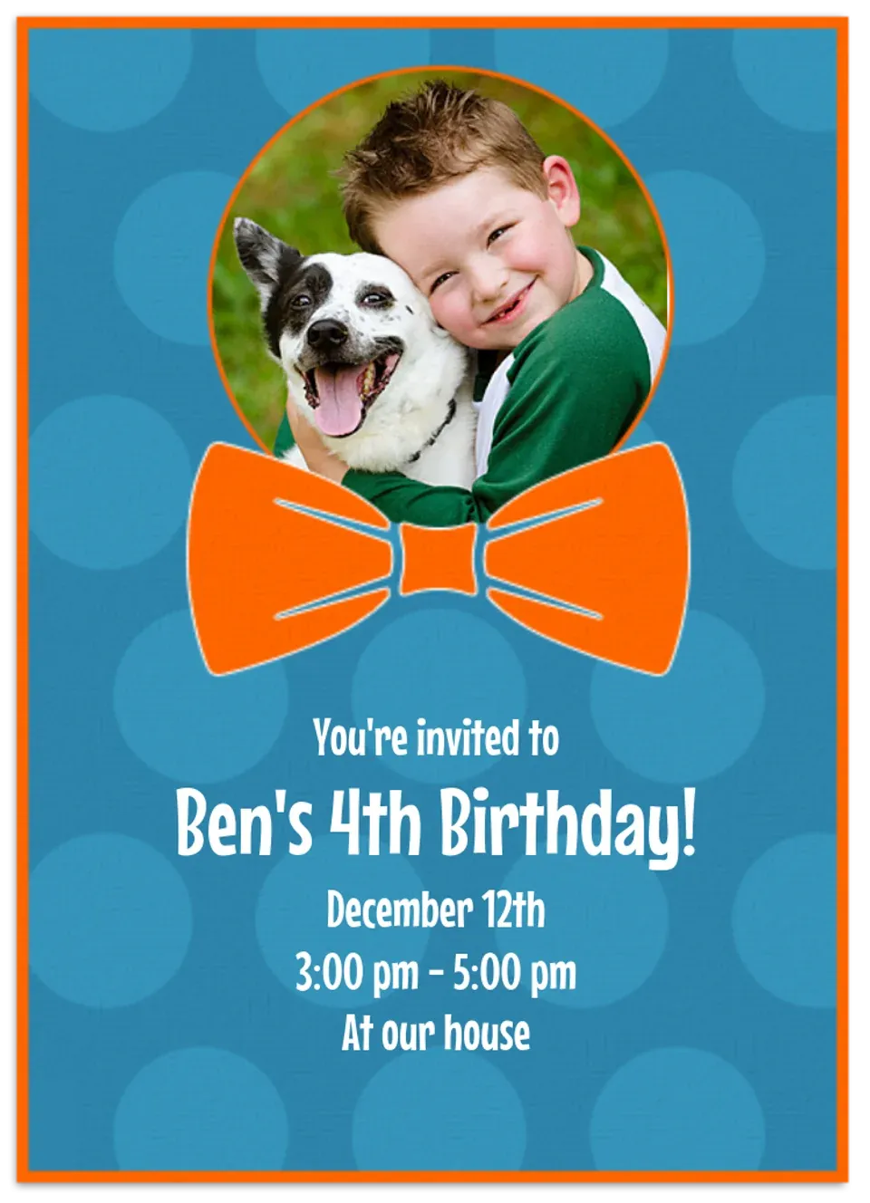 Toddler Blue & Orange Photo card