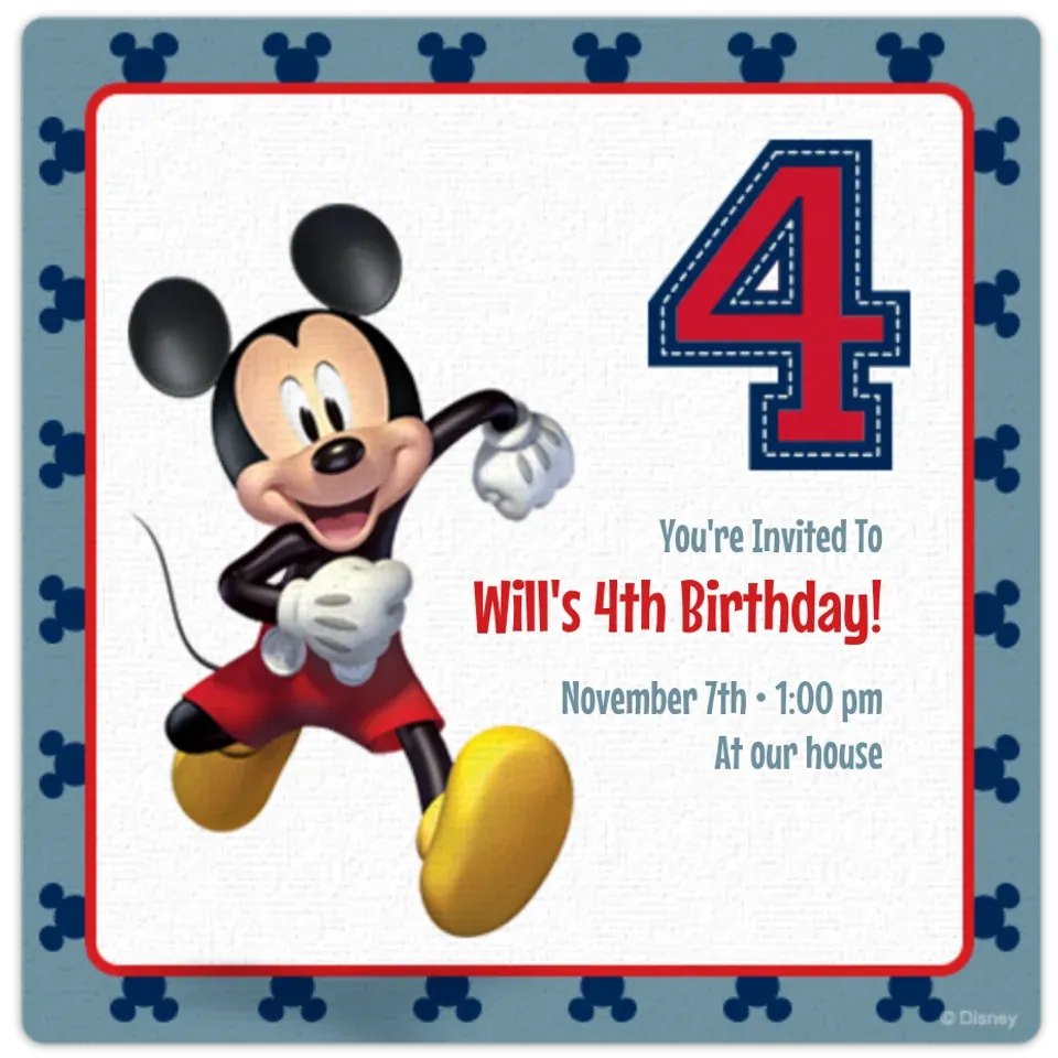 Mickey 4th Birthday card