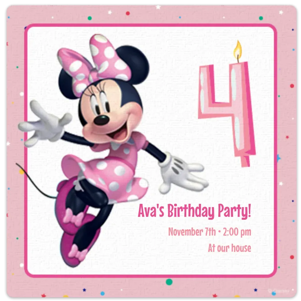 Minnie 4th Birthday card