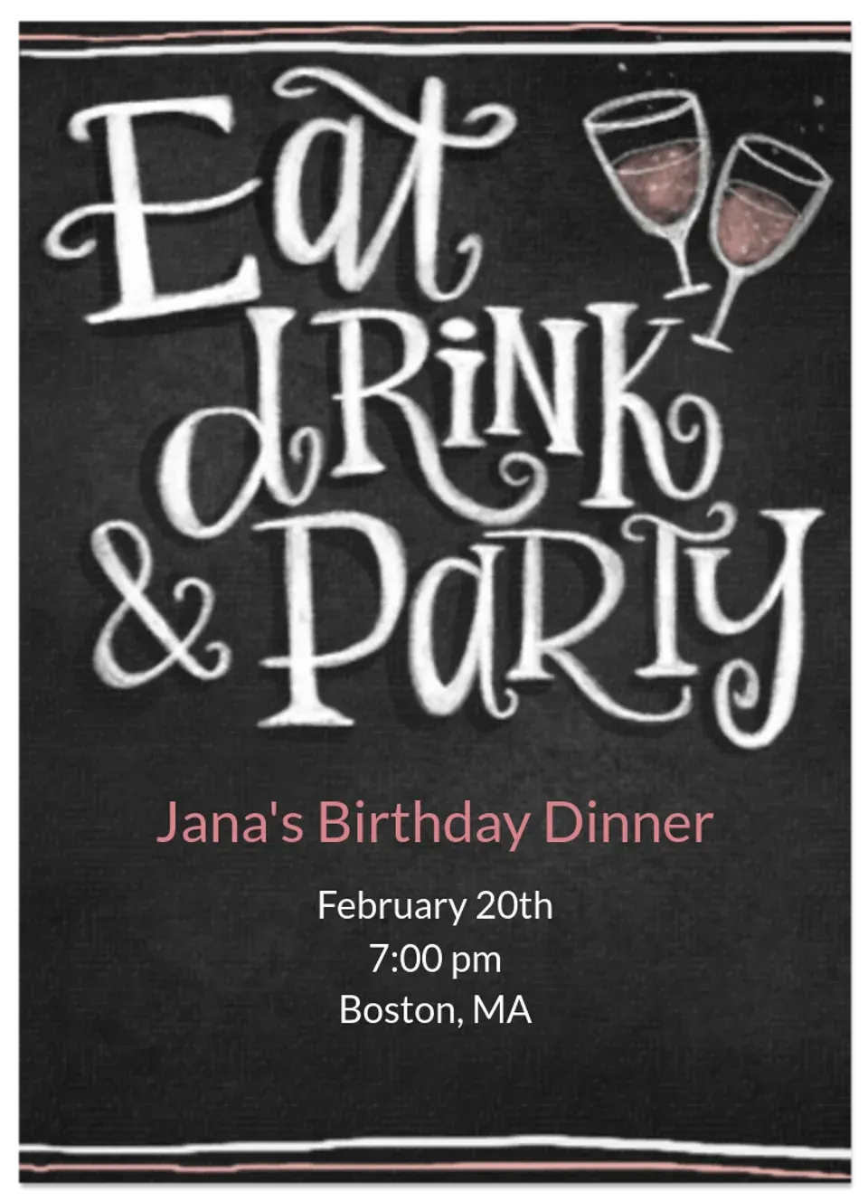 Chalkboard Birthday Dinner card