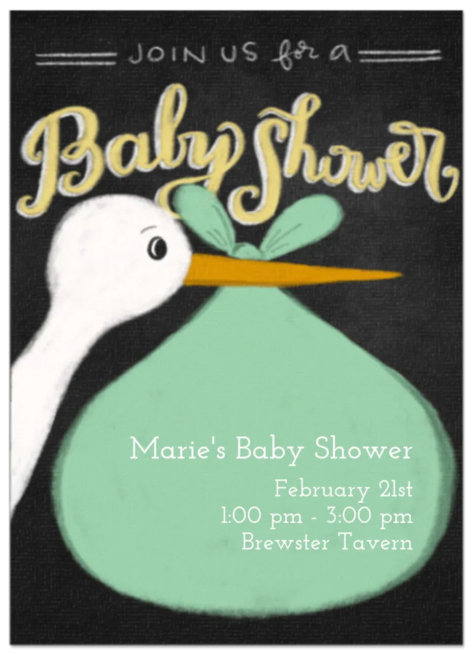 Chalkboard Stork card