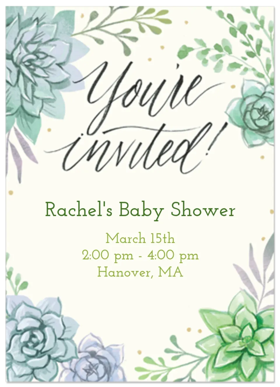 Succulent Baby Shower card