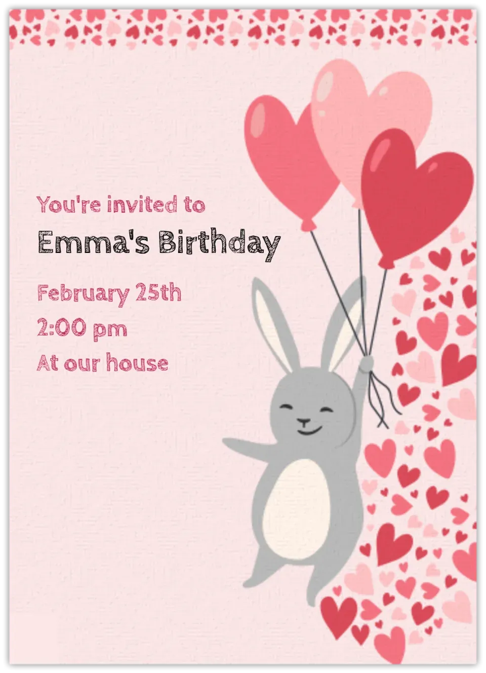 Bunny Valentine's Birthday Balloons card