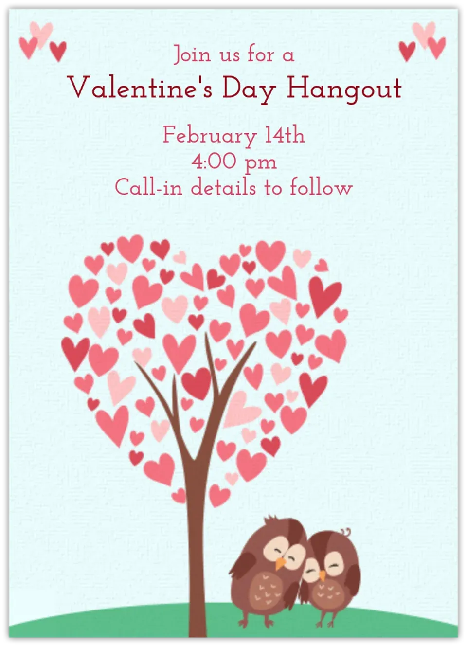 Valentine's Day Owls card