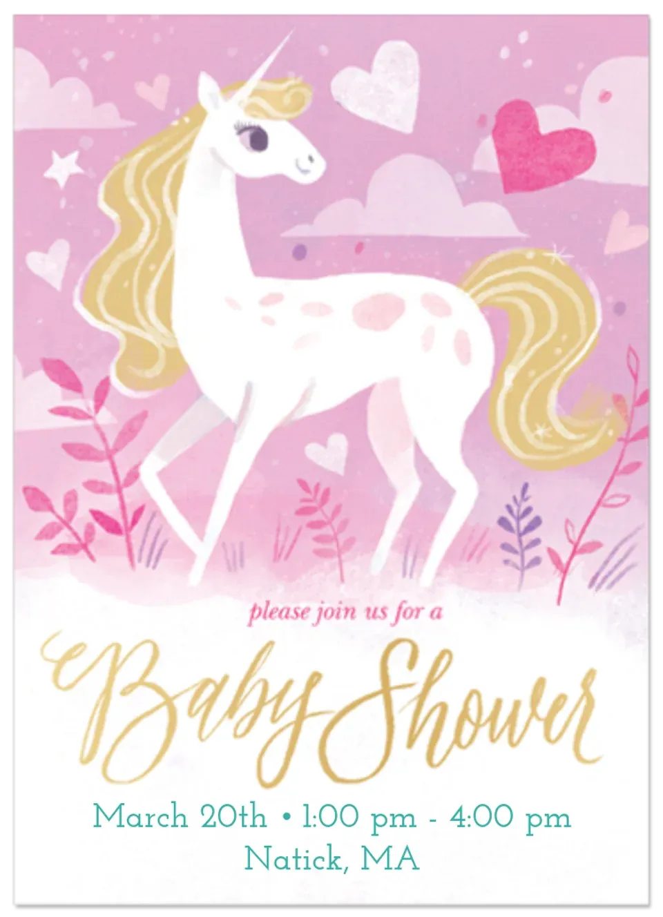 Unicorn Baby Shower card