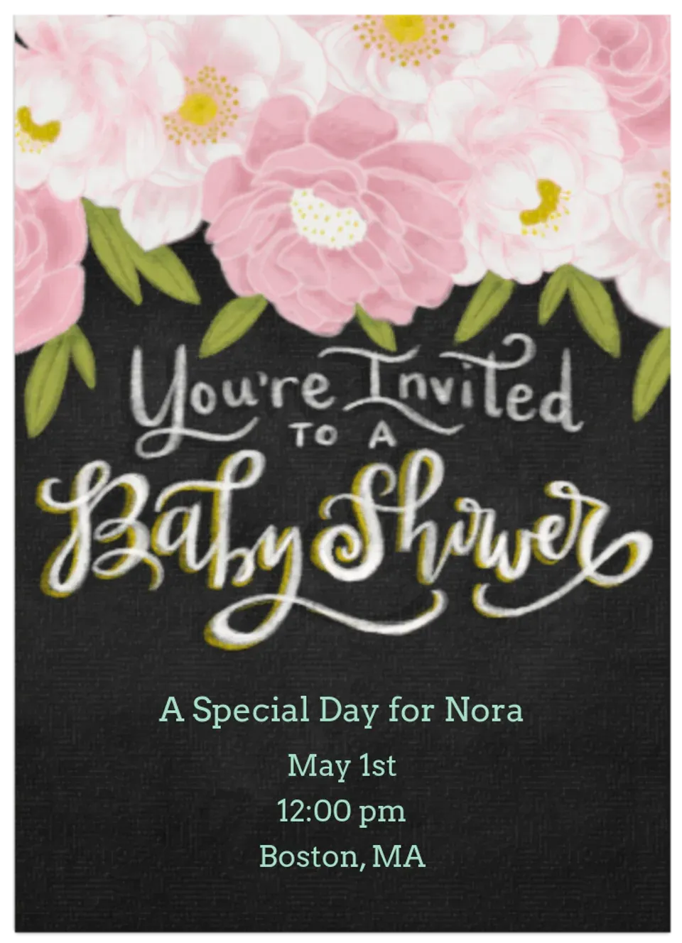 Floral Chalkboard Baby Shower card
