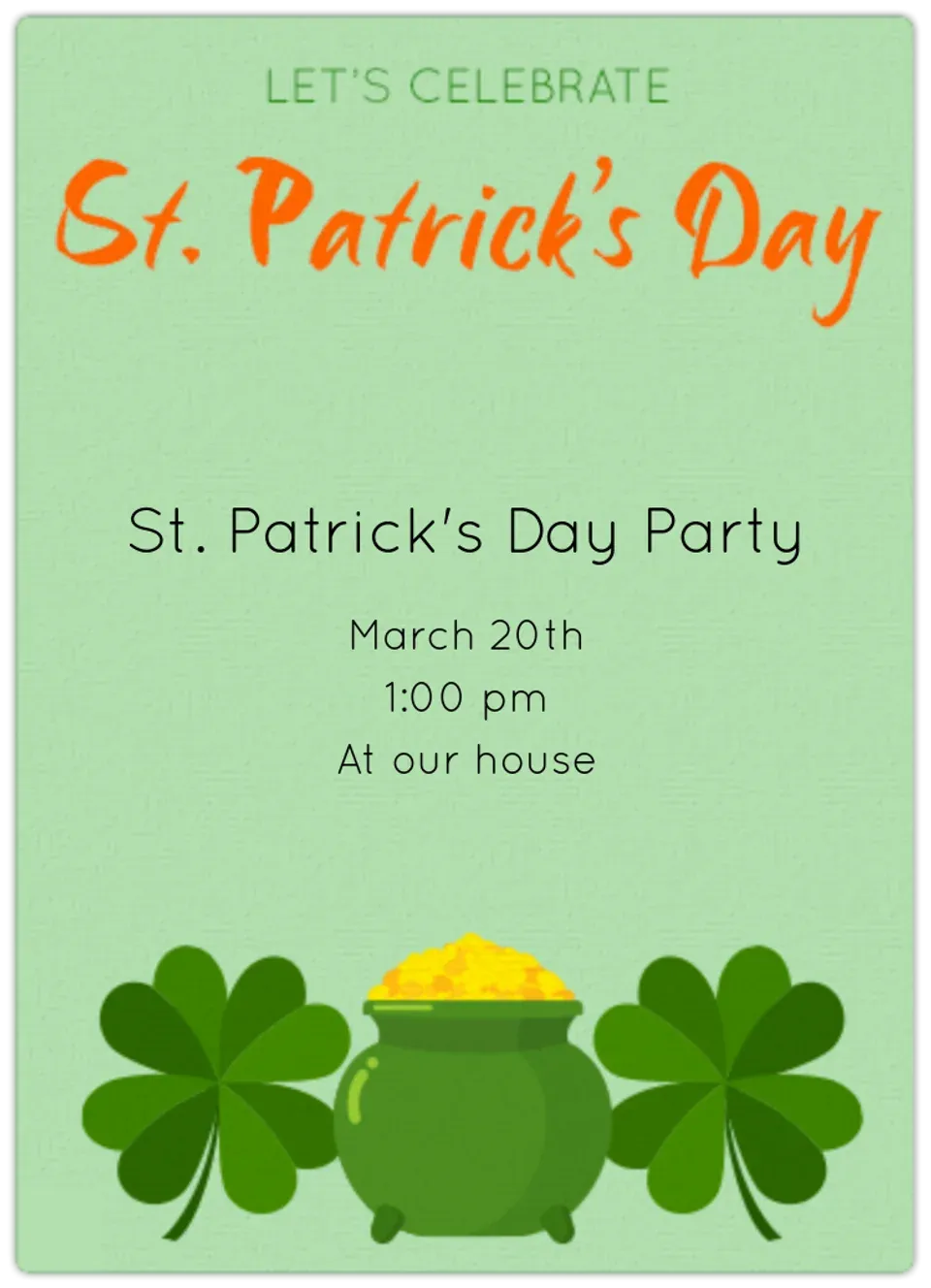 St. Patrick's Day Pot of Gold card