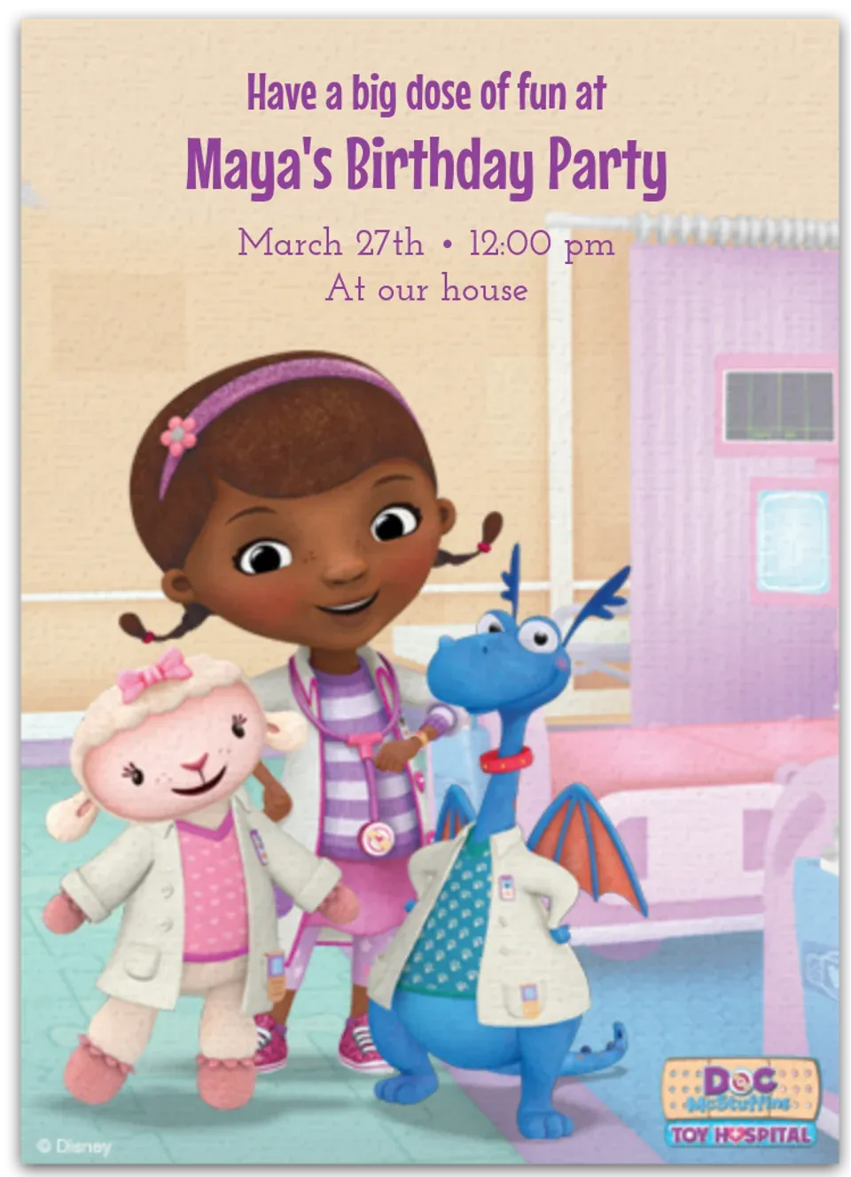 Doc McStuffins card