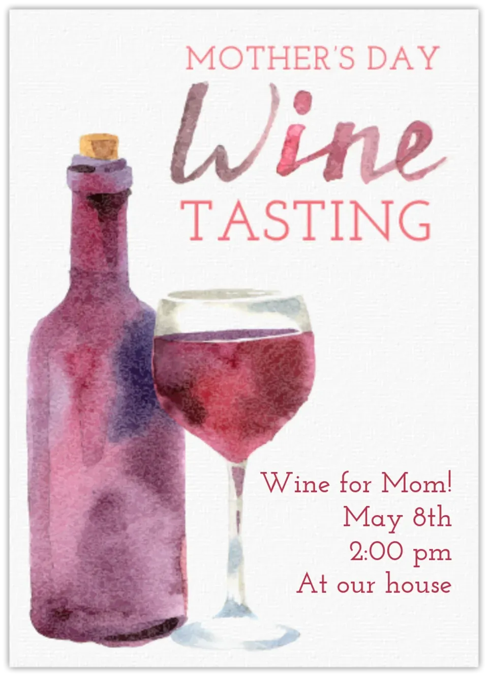 Mother's Day Wine Tasting card