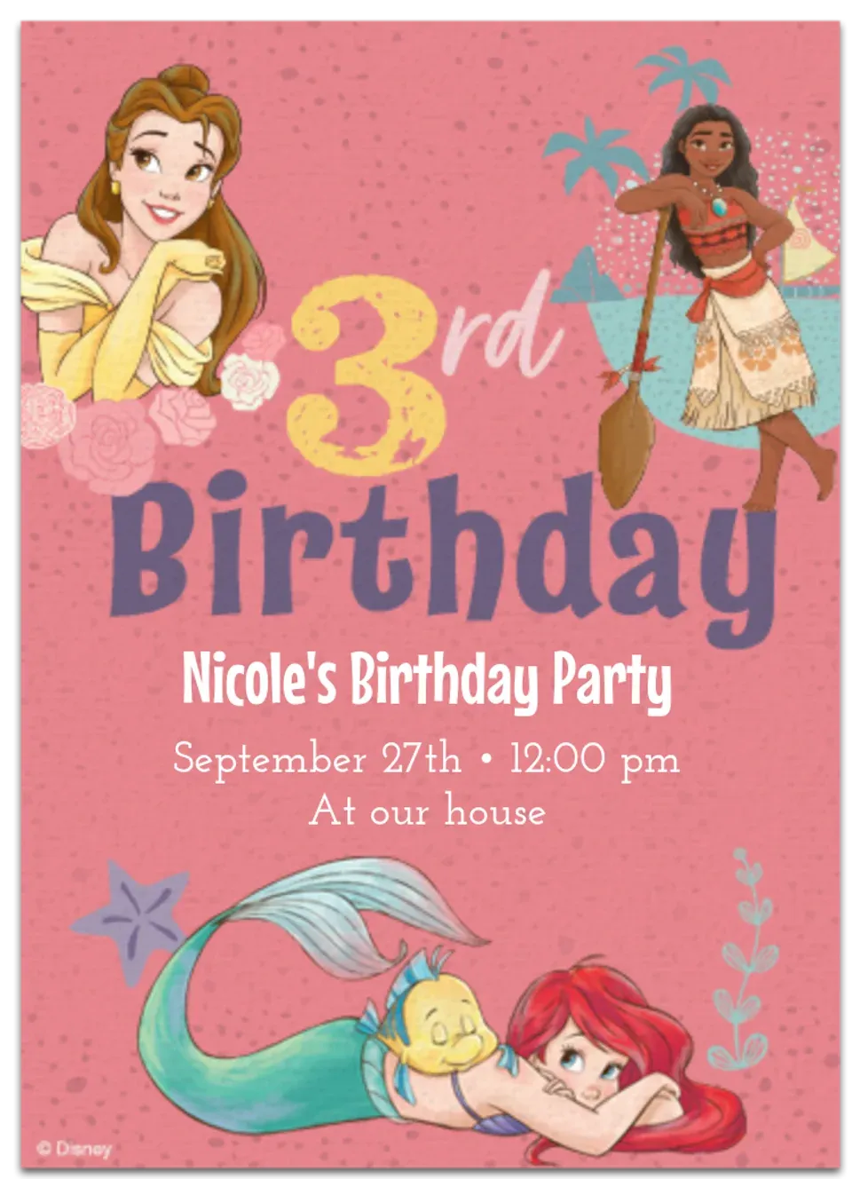 Disney Princess - 3rd Birthday card