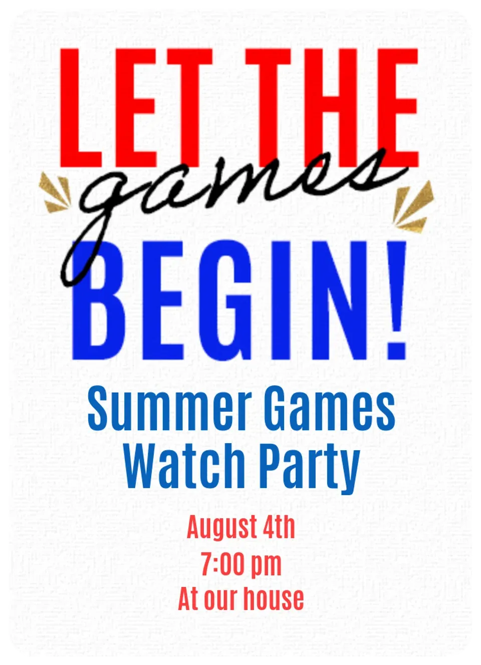 Let The Games Begin card