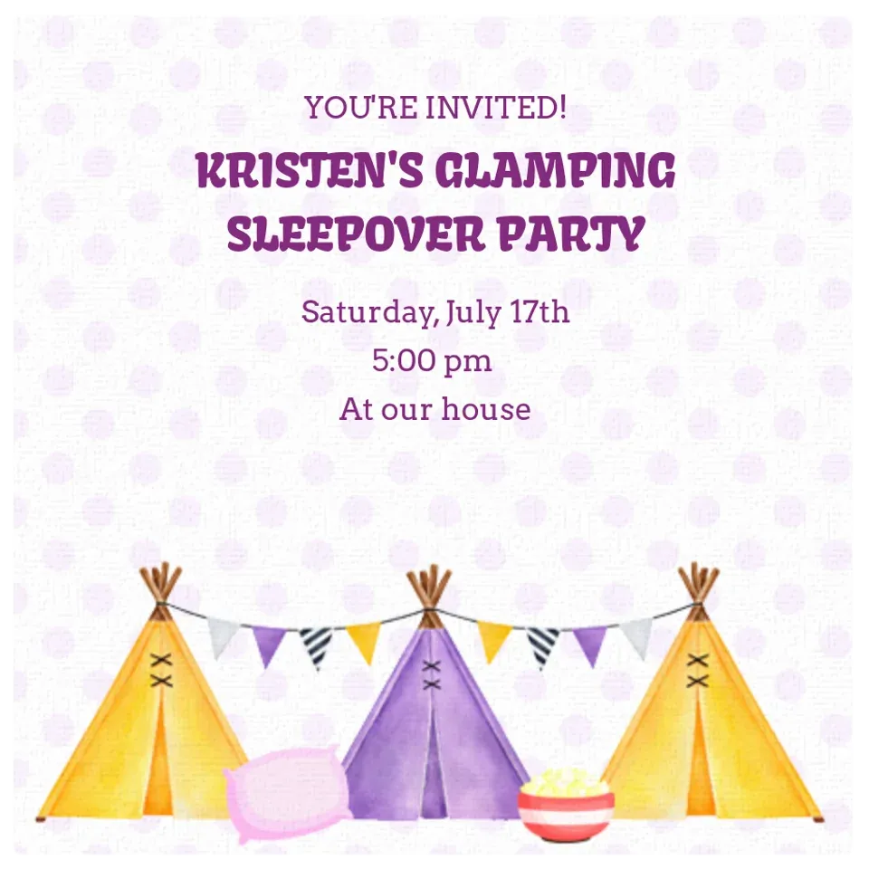 Glamping Sleepover card
