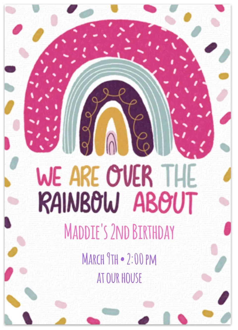 Pink Rainbow Birthday Party card